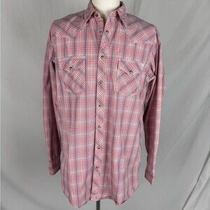 Wrangler 20X Plaid Long Sleeve Button Up Shirt Men’s Large LT Western Snap